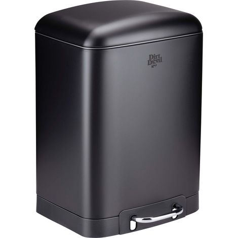 DIRT DEVIL Poubelle à pédale, 6 L, fermeture douce, acier inoxydable, noir