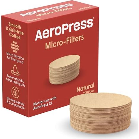 Filtros Micro de Papel Natural para Cafetera AeroPress - Filtros de café redondos de repuesto, no blanqueados, compostables, compatibles con cafeteras AeroPress de tamaño estándar, 200 unidades