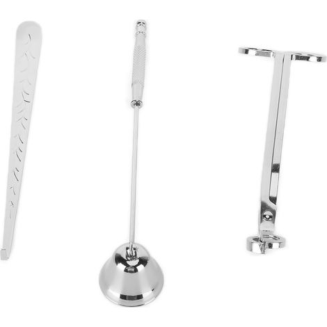 Set mit 3 silbernen Kerzenaccessoires: Dochtschneider, Wachsschneider, Kerzenlöscher, Geschenkset für Kerzenliebhaber (1/5)