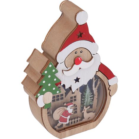 Ornement de Noël lumineux à LED, décorations de Noël en bois, cadeaux pour vitrine d'hôtel, vieil homme