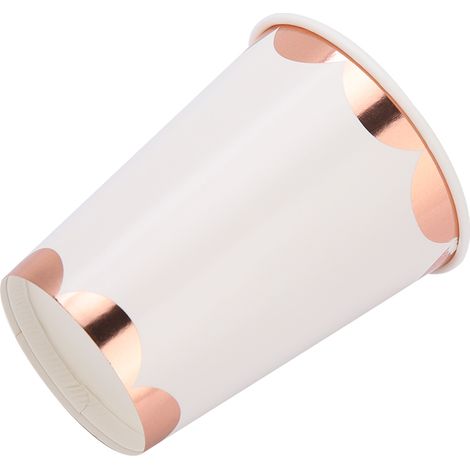 Gobelets en papier à rayures or rose, pailles, vaisselle jetable pour décoration de fête d'anniversaire (4) (1/5)
