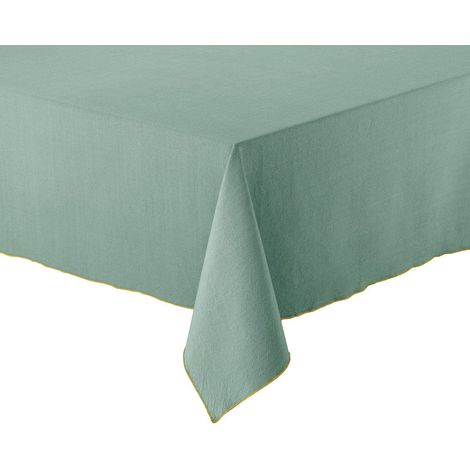 Nappe de Table Carrée Aqua en Coton 100% Recyclé pour Salle à Manger 140 x 140 cm - PANGIVO