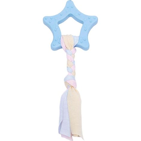 Spiky chien jouet à macher – Rubber avec Braided Fabric Strips – Tug-of-War pour petits et moyens chiens – BleuC (1/5)