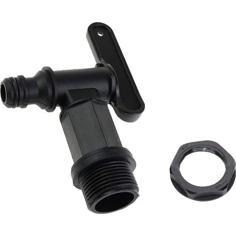 Robinet De Cuve Arrière En Plastique À Enfoncer,Adaptateur De Boîte De Rangement D'Eau Ibc,Adaptateur Robinet Tuyau Arrosage,Pour Recuperateur Eau De Pluie,Réservoir De Carburant (Plastique),1 (1/5)