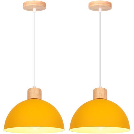 royaluxe- 2PCS Lustre En Métal Vintage Suspension Luminaire Moderne Lampe À Suspension D'Intérieur Simple E27, Jaune Pour Restaurant Cuisine (1/5)