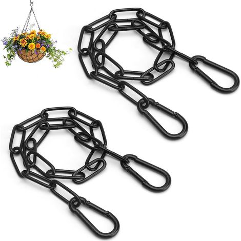 Chaîne en Acier Inoxydable,2 PCS Chaînes à Maillons avec Mousqueton Chaîne en Acier avec Mousqueton de Couleur Noir pour Les Jardinières Les Barrières de Clôture Les Portes de Cages (1/5)