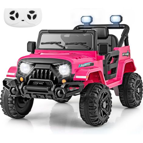 COSTWAY 12V Voiture Électrique Enfant avec Télécommande 2,4G, Buggy Électrique Enfant avec Musique & Phares LED, 3-6 km/h, Démarrage Progressif pour 3 Ans+ (Rose) (1/5)