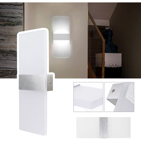 Randaco Lámpara de pared LED de 12 W, lámpara de pasillo interior, lámpara de pared para exteriores, lámpara de escalera blanca