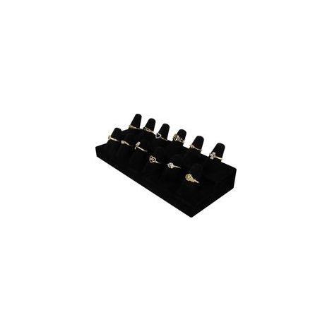 Porte Bijoux Bague en Velours Noir - Plateau Presentoir Bijoux à 2 Niveaux, 12 Cônes avec Base Solide - Presentoir Bague pour Chambres, Magasins et Vitrine de Bijoux
