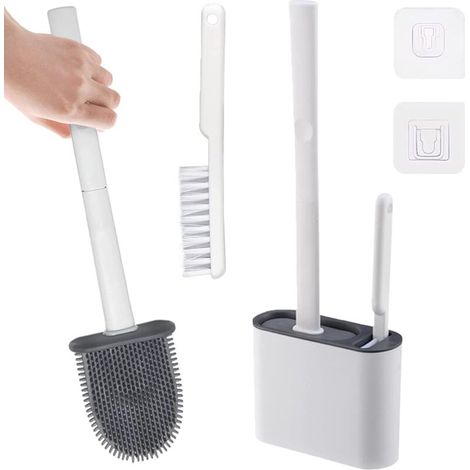 Scopino per WC in silicone - Scopino per WC con scopino e piletta di scarico - Igiene e resistenza per bagno e toilette per gli ospiti