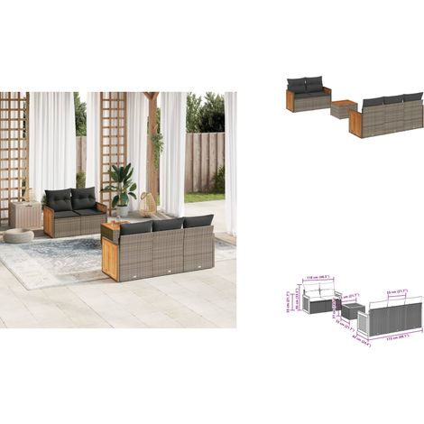 Salon de jardin 6 pcs avec coussins gris résine tressée - Ensemble Salon De Jardin - Meubles De Jardin - Salon Extérieur - Mobilier De Jardin Design - Set Salon Jardin (1/3)