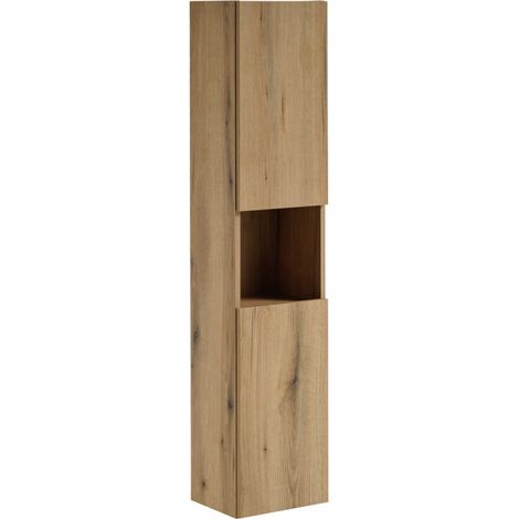 Colonne de salle de bain suspendue NOVA OAK – Rangement élégant finition Chêne Naturel (1/5)