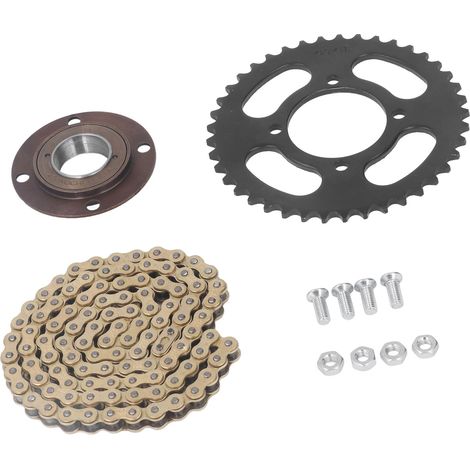 Kit chaîne avant/arrière en alliage d'aluminium doré, 104 maillons, chaîne 420, plateau 41 dents, volant moteur sans dents (1/5)