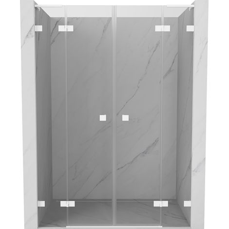 Mexen Lunar L Duo portes de douche battantes 160 cm, transparent, blanc - 834DL-160-000-20-00 (1/3)