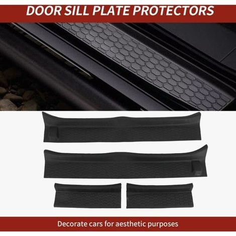 Un ensemble de bandes de seuil de porte de voiture en plastique noir, de protections de porte et de plaques antidérapantes adaptées aux SUV Jeep 4 portes. (1/5)