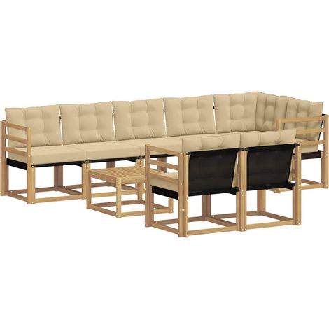 Outdoor Sofa Set with Cushion 9 pcs White and Beige vidaXL (1/5)