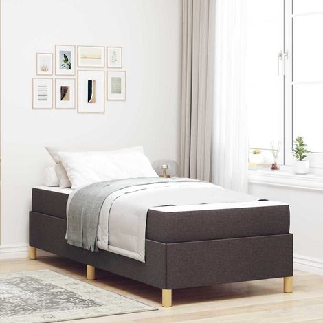 vidaXL Bettrahmen mit Matratze Dunkelbraun 100 x 200 cm Stoff (1/5)
