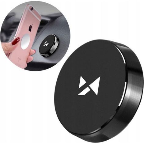 Support Voiture Magnétique - Auto-Adhésif - Pour Smartphone Jusqu'à 8 cm - Noir - 1 Pièce (1/5)