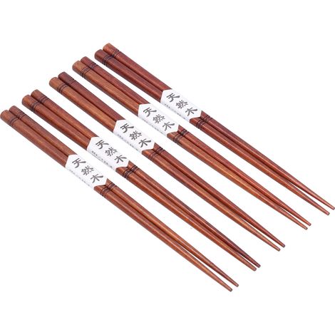 5 paires de baguettes en bois faites main, durables pour fondue, maison et restaurant, longues de 23,5 cm.