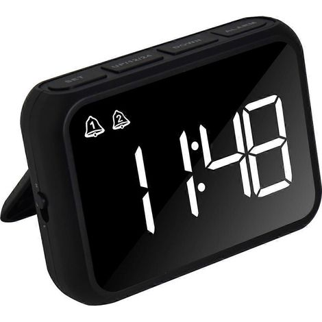 Réveil numérique pour chambre, trois niveaux de luminosité, température, fonction snooze, volume de l'alarme réglable, réveil de chevet, noir (1/5)