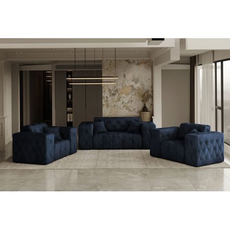 Lux 2+1 + 1 Sofagarnitur, elegant, klassisch, schick in elegantem Whisper Stoff Blau (1/3)