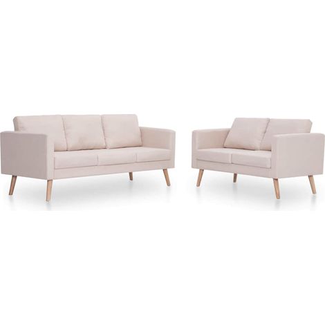 vidaXL Conjunto de sofás 2 piezas tela color crema (1/2)