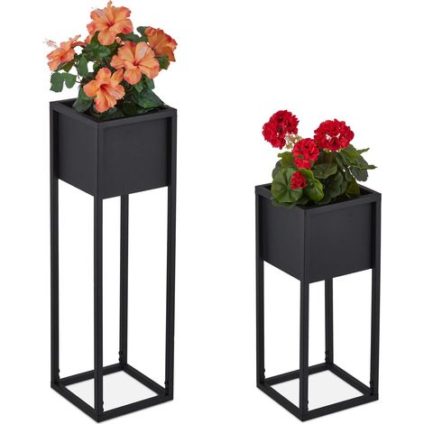 Soporte para flores de metal - 2 piezas en color negro