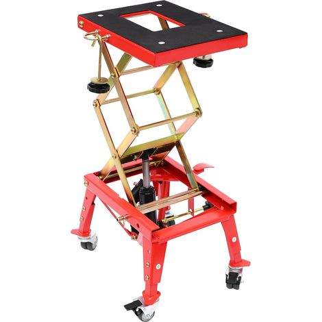 Sollevatore idraulico per motociclette da 160 kg, martinetto idraulico con ruote, staffa di montaggio, supporto di sollevamento per motociclette con altezza da 30,5 a 80 cm (1/5)