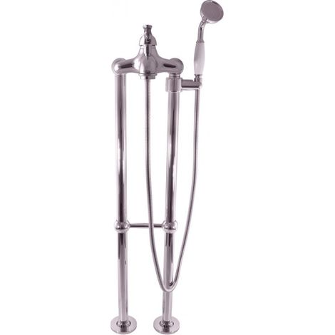 Mitigeur baignoire sur pied LABE avec douchette laiton chromé 110 cm-Chromé-Chromé-Chromé---Chromé (1/5)