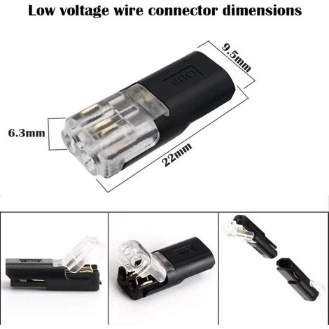 Connecteurs à Fil Basse Tension, 10 pièces 2 Broches Connecteur de Fil Electriques, Pour Câble 18-22 AWG (1/3)