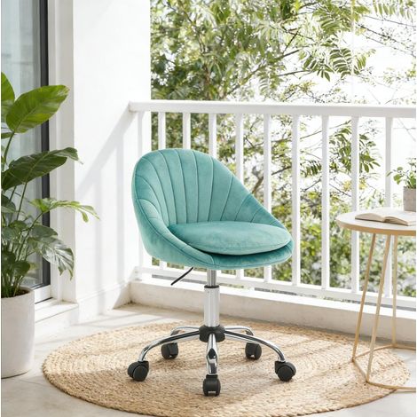 Chaise bureau ergonomique velours turquoise OKMYHOME (1/5)