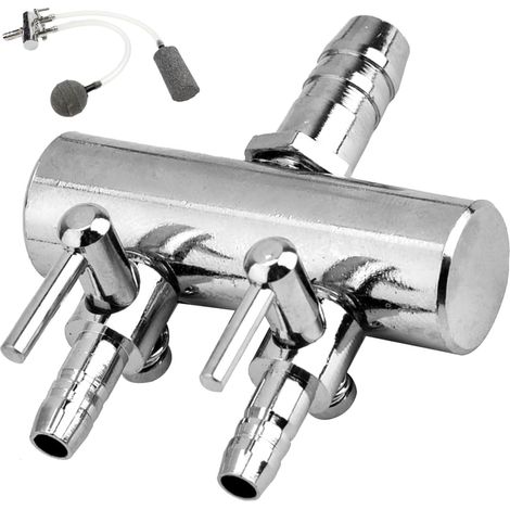 Teichluftpumpenverteiler, einstellbares Luftregelventil für Aquarien, Edelstahl-Luftkreislauftrenner für Aquarien, Luftregelventil für Aquarien, Luftpumpenzubehör für Aquarien (bidirektional). (1/5)