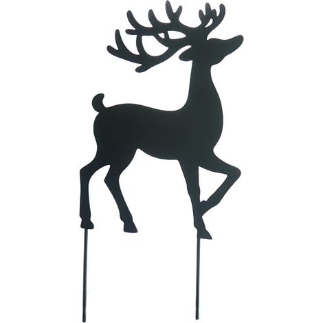Weihnachtsstecker Stolzer Hirsch Schwarz 26 cm - Metall