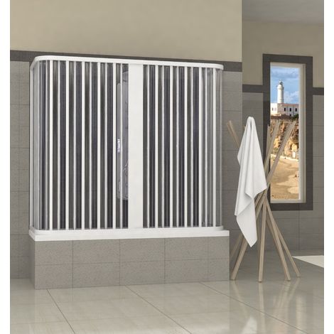 Box Doccia per Vasca in PVC 2 Ante 3 Lati Porta a Soffietto Sopravasca Colorato - Misura 70x150x70