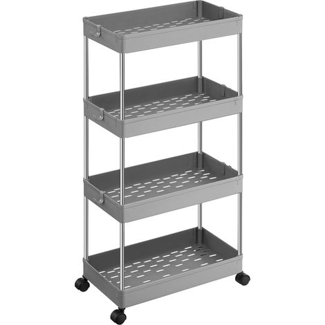 Estantería móvil con ruedas de 4 niveles para baños y cocinas estrechas (40 x 135 x 86 cm) color gris (120005022) (1/3)