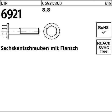 DIN 6921 Sechskant-Flanschschraube M12x100 Stahl 8.8 blank 50 Stk (1/2)
