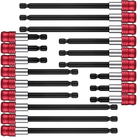 Lot de 18 rallonges magnétiques pour perceuse et tournevis, porte-embout hexagonal 1/4", accessoires de perçage (1/5)