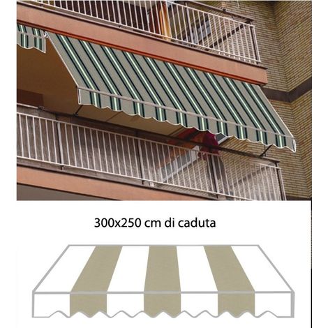 Tenda da sole a caduta P2004 cm 300x250 struttura in alluminio tessuto poliestere ombreggiante per esterno (1/3)