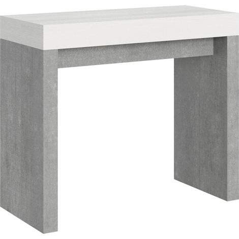 Console extensible blanche et gris béton 40 à 300cm Ribo-Support 4 pieds (1/5)