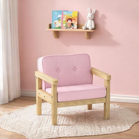 Fauteuil enfant en bois et tissu rose pour chambre 3-8 ans (1/5)