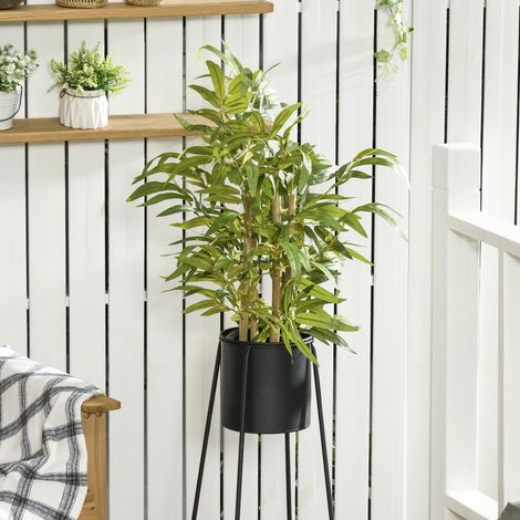 Pianta di bambù artificiale, alta 60 cm - tronco, rami, licheni e foglie realistici, vaso incluso.