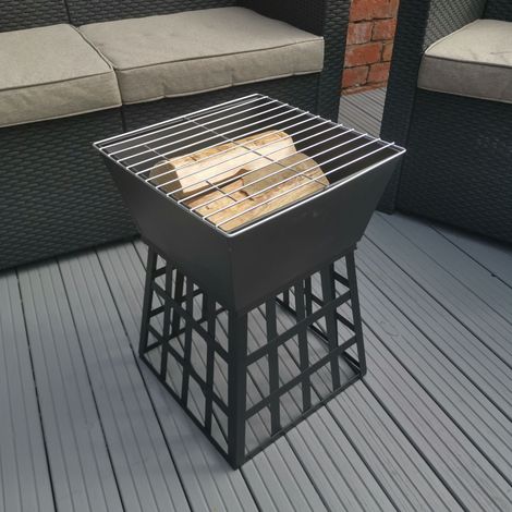 Redwood 33cm x 33cm Outdoor Garden Square Fire Pit / Heater / BBQ (1/5)