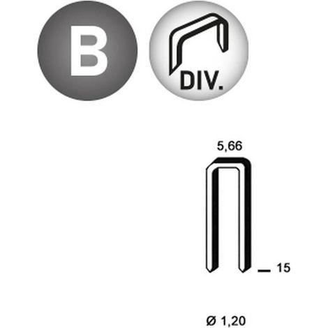 8 000 Agrafes E-15 - Divergentes - 5.66x15x1.2 mm - D-Work