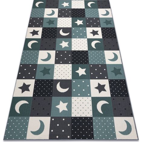 Teppich für Kinder STARS Sterne türkis / grau blue 100x200 cm