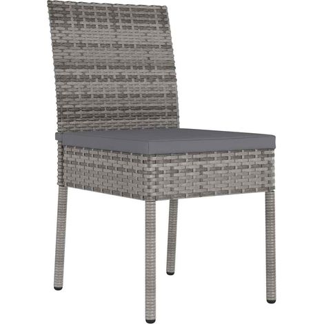 Maison Exclusive - Garten-Essstühle 2 Stk. Poly Rattan Grau (1/5)