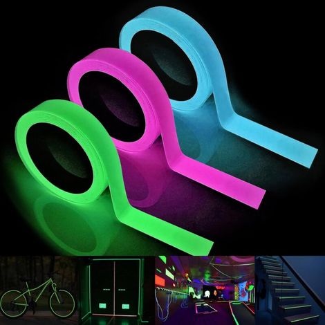 3M1CM Glow in The Dark Tape, Reflective Tape, Fluorescent Sticker, for Decorating the Stage, Garage, Stairs(3pcs)
