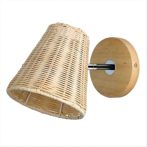 Applique murale rétro en rotin tressé à la main, décoration pour loft, luminaire pour salon ou table de chevet, lampe murale LED (1/5)