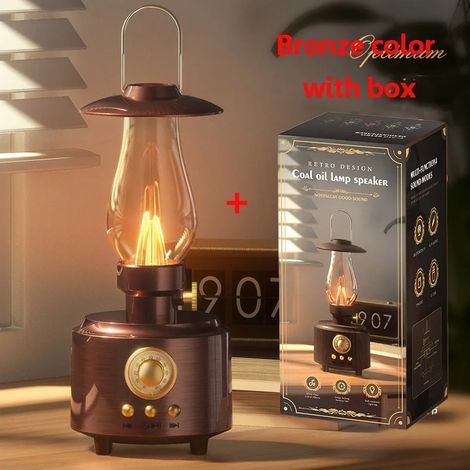 Radio FM rétro, enceinte Bluetooth, lumière d'ambiance, caisson de basses puissant, lecteur de musique, compatible carte TF, USB, AUX, décoration intérieure. (1/5)