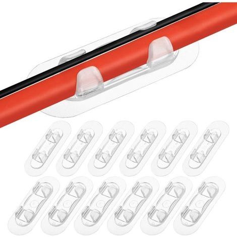 BUNTHAUS Lot de 20 clips adhésifs transparents pour câbles, facilitant la gestion des câbles à la maison, au bureau et dans les centres multimédias. (1/5)