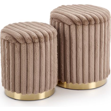Conjunto de pufs Houston 2076, Capuchino, 44x0x0cm, Diámetro: 36, Tapiz, 0, Caja de almacenamiento (1/5)